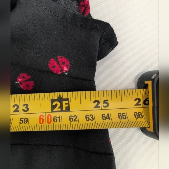 Torrid Black Red Ladybug Print Chiffon Button Back Blouse, 2X 18/20 - Picture 7 of 8